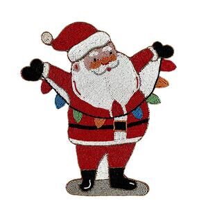 Nicole Miller Figural Santa With Lights Beaded Placemat 15x17 Christmas Holiday